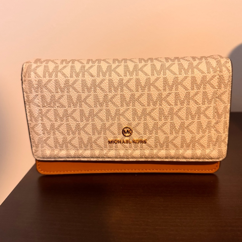 Michael Kors Cream and Brown Logo Wallet